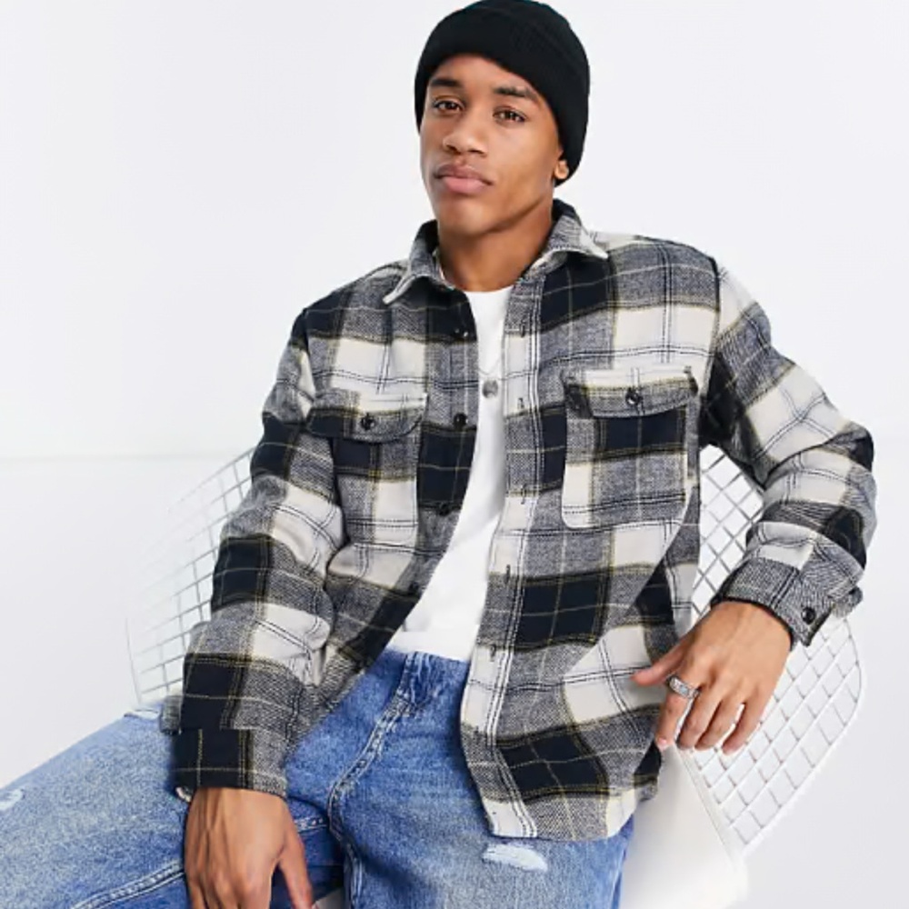 Plaid Flannel Button-Up Overshirt